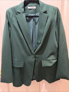Women’s Forest Green Single-Button Blazer
